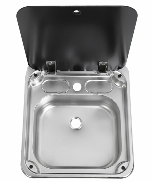 Раковина с крышкой GR-586B 445x400мм со смесителем и сливом